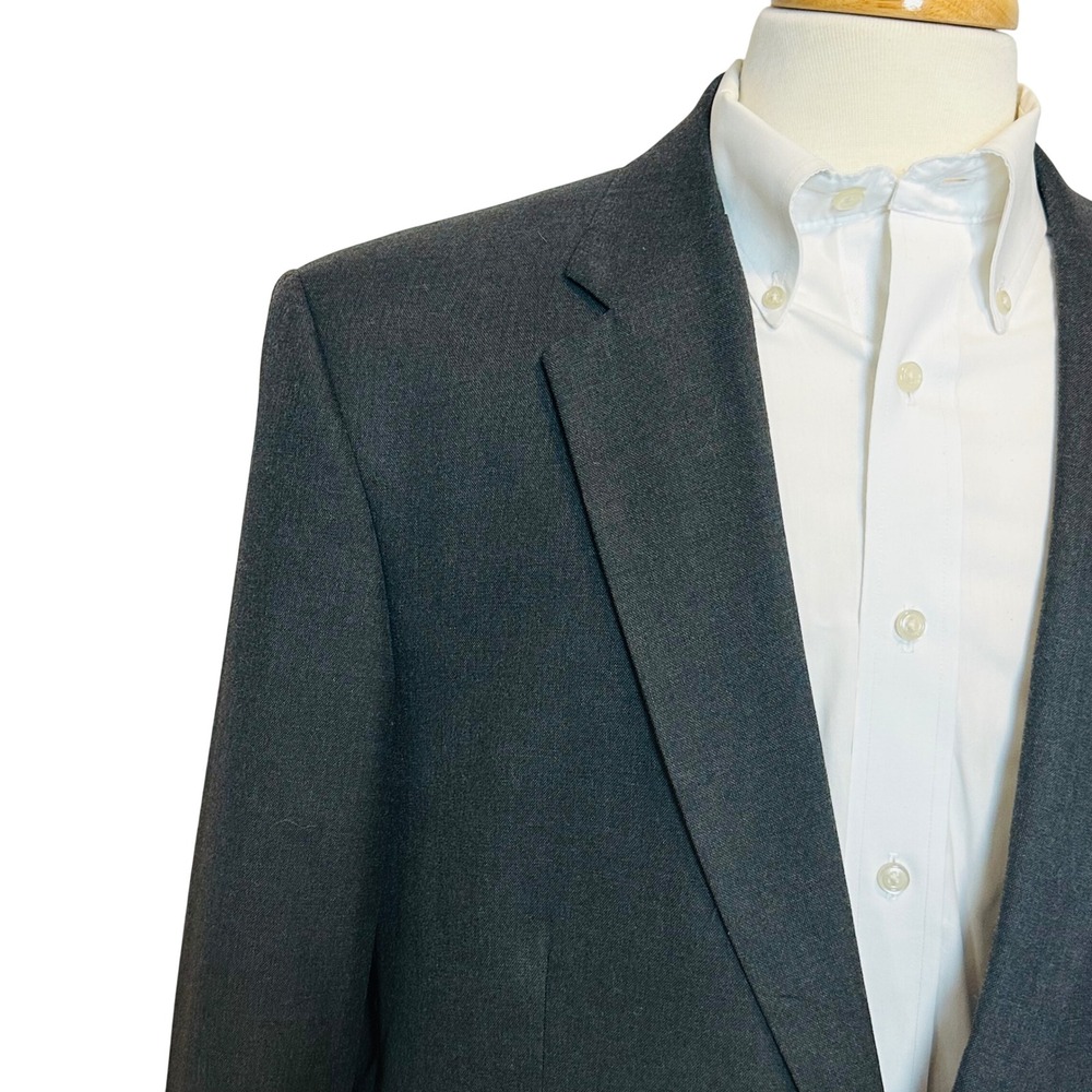Saddlebred Mens Blazer Jacket Charcoal Grey 46R Two Button Vented sport coat - Picture 2 of 9